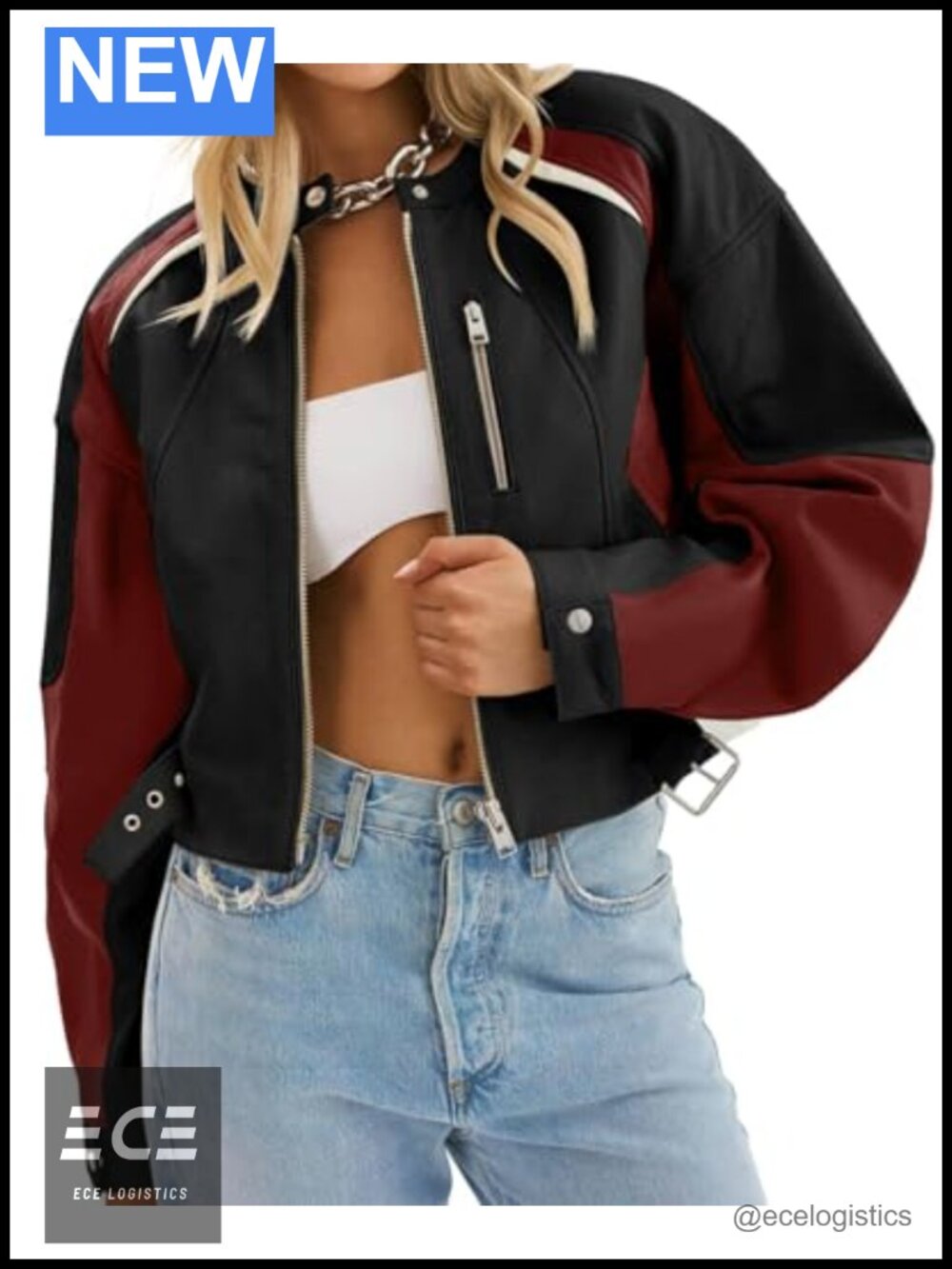 Faux Leather Bomber Jacket Cropped Moto Biker Coat Fall